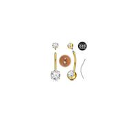 WillTen Titanium Belly Button Bars 16mm Long and Extra Long Belly Bar, G23 Titanium Internal Thread Navel Button Piercing Rings with Taper, Cubic Zirconia Gold Belly Bar for Healing Sensitive Skin