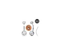 WillTen Titanium Belly Button Bars 8mm Extra Small and Short Belly Bar, G23 Titanium Internal Thread Navel Button Piercing Rings with Taper, Cubic Zirconia Silver Belly Bar for Healing Sensitive Skin