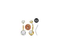 WillTen Titanium Belly Button Bars 8mm Extra Small and Short Belly Bar, G23 Titanium Internal Thread Navel Button Piercing Rings with Taper, Cubic Zirconia Gold Belly Bar for Healing Sensitive Skin