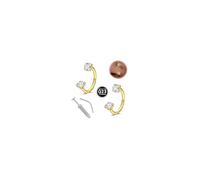 WillTen Titanium Horseshoe Nose Ring Gold Septum Piercing Jewellery, 20G 8mm Implant Grade Titanium Internal Thread Double Gem Horse Shoe Nose Ring Circular Barbell with Piercing Taper and Grabber
