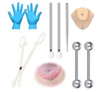 WillTen Tongue Piercing Kit with Disposable 12G 14G 16G 18G Piercing Tool, Clamps, Taper, Stainless Steel Belly Button Bar, Septum Ring, Nipple Ring, Tongue Bar, Lip Stud for Replacement