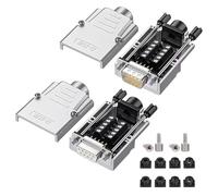 Willwewon 2PCS DB9 Breakout Connector(1 Male+1 Female),D-SUB 9-pin RS232 RS485 Serial Adapter to Terminal Connector Signal Module with Metal Case Bolts Nuts