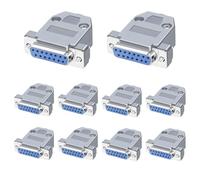 Willwewon DB15 Solder Female Connector 2 Row 15 Pin RS232 D-SUB Breakout Board Adapter with Plastic Hoods Assortment Kit Pack of 10