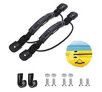 WILLWIN 2 Pcs Kayaks Canoe Side Mount Handles Replacement with Bungee Cord Paddle Holder Accessories + 2 Pcs J Hook with Hardware, Kit for Luggage Handle, Cooler Handle, Incubator Handle
