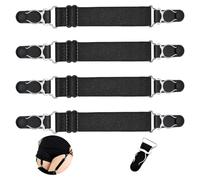willwin Adjustable Stocking Clip Elastic Double-Way Thigh High Suspenders Duckbill Buckle Non-Slip Garter Socks Belt Fastener Straps Shirt Holder Locking Clamps for Sexy Women 4 Pcs Black, Black, 1