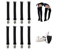 WILLWIN Elastic Stocking Clips Suspenders Garter Belt for Girdles Corset Straps Adjustable Leg Garter Girdles Fasteners Keep Your Lingerie Corset Snag on 8 Pcs Black