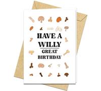 Willy Great Birthday Cards. Funny Adults Card with Mailing Envelope. Best Naughty Anniversary Greeting Cards for Him Her. Dirty Humor Bday Prank Print. Large Rude and Offensive Wedding Decor Gifts