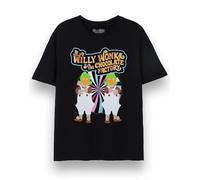Willy Wonka Adults T-Shirt | Oompa Loompas Dancing Spiral Graphic Tee in Black | Willy Wonka & The Chocolate Factory 2023 Film Top for Men & Women | Unisex Fashion Apparel Movie Merchandise Gift