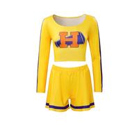 Willyacos Buffy The Vampire Slayer Cosplay Costume Buffy Cheerleader Costumes Cheerleading Uniforms Crop Top Pants Outfit (Yellow, M)