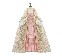Willyacos French Queen Costume Marie Antoinette Dress Floral 18th Century Victorian Dress Women's Rococo Medieval Ball Gown (Floral, XS)