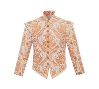 Willyacos Mens Tudor jacket Coat Tudor Elizabethan Period Noble King Colonial Pirate Costume Doublet with Removable Sleeves, Apricot, L