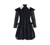 Willyacos Mens Tudor Renaissance Costume Black Elizabethan Tudor Noble Prince King Costume Suit with Doublet Pumpkin Pants (Black, M)