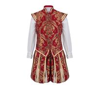 Willyacos Renaissance Tudor Costume - Men's Elizabethan Era Prince Tudor King Doublet & Vest with Pumpkin Pants