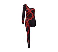 Willyacos Tay Tay Costume Red Snake One Leg Costume Bodysuit Singer Stage Jumpsuit Reputation Outfit for Women Adult, Red and Black, X-Large