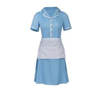 Willyacos Waitress The Musical Cosplay Costume Blue Waiter Maid Costume Uniform Dress Outfit with Apron for Women Adult (Blue, M)