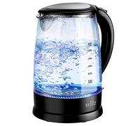 Willz Electric Glass Kettle with Heat Resistant Handle and Cordless Pour, Quick Boil & Auto Shut-Off Technology, Blue Boil Light, 1.7L, 1500 W, Black
