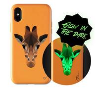 Wilma iPhone X Case, iPhone XS Case, Giraffe [Glow In The Dark] Slim Case Soft Plastic Protective Phone Cover Case for iPhone X (2017)/ iPhone XS (2018) - Orange