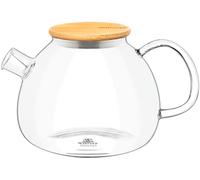 Wilmax Glass Teapot with Strainer 1500 ml Tea Strainer for Loose Tea Glass Teapot with Bamboo Lid Pot for Tea Flowers Teapot Glass Jug for Hot and Cold Drinks Dishwasher Safe
