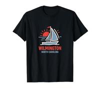 Wilmington North Carolina Sailboat Sunset Design Value Graphic T-Shirt, Men, Black, S