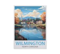 Wilmington North Carolina Vintage Travel Poster，Jigsaws Puzzles 1000 Pieces Classic Jigsaws Educational Games Toys，Best Gift for Adults and Kids（75x50cm）-AL6