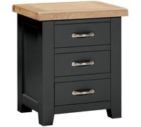 Wilmont Black Painted 3 Drawer Bedside Cabinet