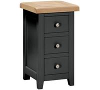 Wilmont Black Painted 3 Drawer Compact Bedside Cabinet
