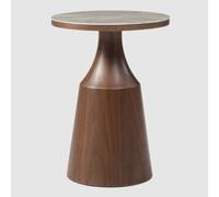 wilmot wooden round lamp table with marble glass top in walnut