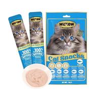 Wilmow Natural Tuna Cat Snacks, Creamy Lickable Treats for Kittens and Adult Cats, 5 Pack x 15g