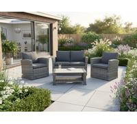 WILMSLOW RATTAN GARDEN FURNITURE SET 4 PC CHAIRS SOFA TABLE OUTDOOR