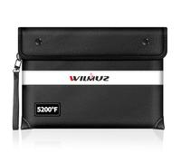 Wilmuz Fire Proof Money Bag for Cash 5200? Heat Insulated,Fireproof Waterproof Document Pouches with Double-Sided Reflective Strip,Money Envelopes for Cash,Valuables,Jewelry(11 x7.7 ,Black)
