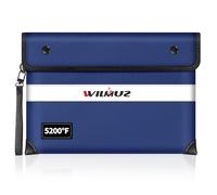 Wilmuz Fireproof Money Bag for Cash 11"x7.7",Upgraded 5200℉ Insulated Water Fire Proof Pouch with Water-resistant Zipper,Fireproof Envelopes for Important Documents,Valuables (Blue)