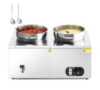 WILPREP Bain Marie Food Warmer, Commercial food warmer with Two 7L Inset Pots for Catering Restaurants Parties and Weddings, 1500W Rectangular Stainless buffet server with Adjustable Temperature