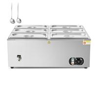 WILPREP Bain Marie Food Warmer with 6 Pans and Lids, 36L 1500W Commercial food warmer 6 Set for Catering Restaurants Parties and Weddings, Stainless Steel buffet server with Adjustable Temperature