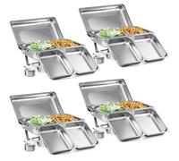 WILPREP Chafing Dish Buffet Set, 9L Chafer for Catering with 2 Half Size Food Pans Fuel Holders Lid Foldable Frame, Food Grade Stainless Steel Food Warmer for Parties Buffets Banquets Dinners (4PCS)