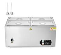 WILPREP Commercial Electric Food Warmer, 18L Large Buffet Server with 4 Pans and Lids for Catering Restaurants Parties, 1500W Stainless Steel Bain Marie with Adjustable Temp. & Automatic Shutoff