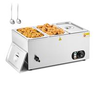 WILPREP Commercial Electric Food Warmer with Adjustable Temp. & Auto Shutoff, 3 Pans 18L Large Buffet Server for Catering Restaurants Parties, 1500W Stainless Steel Bain Marie