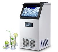 WILPREP Commercial Ice Machine, Industrial Ice Maker Machine, Freestanding Stainless Steel Ice Cube Machine with 10kg Ice Storage Capacity for Bar Home Supermarkets（72.5kg/24h 45 Ice Cubes）