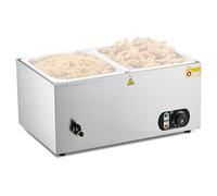 WILPREP Single-Well Commercial Food Warmer, Electric Warmer for Food with Drain Valve Adjustable Temp. & Automatic Shutoff, Stainless Steel Food Heating Unit for Buffet Food Truck Hotel Catering More