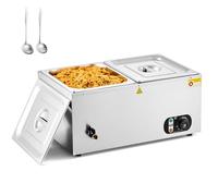 WILPREP Single-Well Commercial Food Warmer with Two 1/2 Pans, Electric Warmer for Food with Adjustable Temp. & Automatic Shutoff, Stainless Steel Food Heating Unit for Buffet Food Truck Hotel Catering
