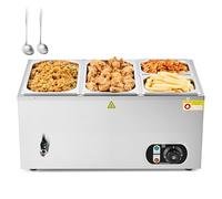 WILPREP Single-Well Commercial Food Warmer with Two 1/3 Two 1/6 Pans, Electric Warmer for Food with Adjustable Temp & Auto Shutoff, Stainless Steel Food Heating Unit for Buffet Food Truck Hotel More
