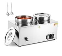 WILPREP Single-Well Commercial Food Warmer with Two 7L Inset Pots, Electric Warmer for Food with Adjustable Temp & Auto Shutoff, Stainless Steel Food Heating Unit for Buffet Food Truck Hotel More