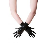 WILsem Seamless Unisex Black Red Short Latex Gloves Mittens Finger Wrist Length