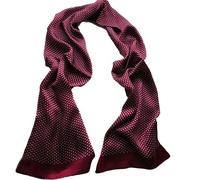 WILsem Silk Scarf Vintage Polka Dot Long Double Layer Neckerchief Cravat Business Office Mufflers Blue Black Men
