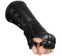 WILsem Vintage Leather Armor Bracer Steampunk Medieval Guantes Medieval Armor Gloves for Men Cosplay Props