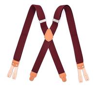 WILsem Vintage Leather Suspenders Braces Men Wedding Groom Button End X Back Elastic Adjustable Trousers Brace