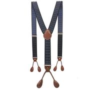 WILsem Vintage Suspenders Men Braces Adjustable 6 Button Elastic Y-Shape Strap Pants Trousers Brown Leather PU