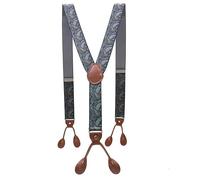 WILsem Vintage Suspenders Men Braces Adjustable 6 Button Elastic Y-Shape Strap Pants Trousers Brown Leather PU