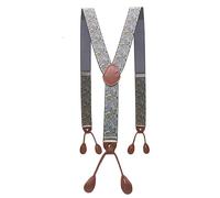 WILsem Vintage Suspenders Men Braces Adjustable 6 Button Elastic Y-Shape Strap Pants Trousers Brown Leather PU