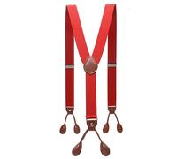 WILsem Vintage Suspenders Men Braces Adjustable 6 Button Elastic Y-Shape Strap Pants Trousers Brown Leather PU