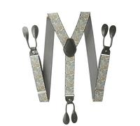 WILsem Vintage Suspenders Men Button End Black PU Leather Trimmed Y Back Adjustable Elastic Trouser Braces Strap Belt